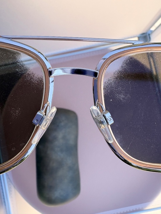 CHANEL 4241 metal pilot sunglasses in gold with mirrored lenses. main image 5